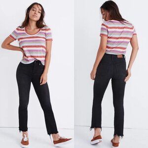 Madewell Tall Black Cali Demi-Boot Chewed Hem Jeans Size 25 Tall Raw Kick‎ Flare